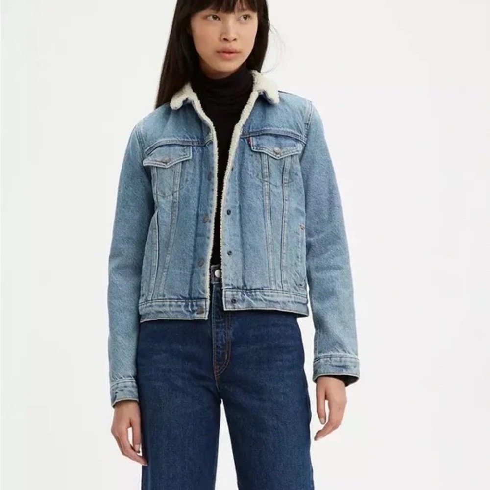 Soho Light Blue Jean Jacket with Cream Sherpa Lining